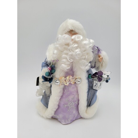 Vintage Santa Figure Or Tree Topper 12" Light Blue And Purple Glitter Sequins - Picture 1 of 7